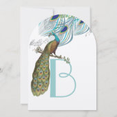 3アクアピーコックヴィンテージ羽根&バード 招待状 (裏面)