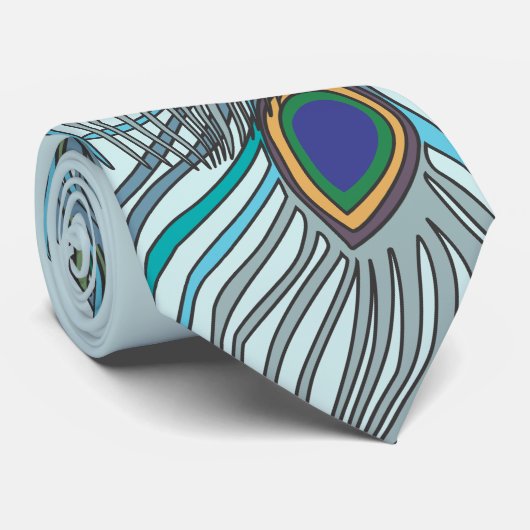 3アクアフェザーピーコックタイ4ウェディングまたは何時 ネクタイ (ロール)