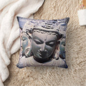 3アジア石顔アンティーク像写真スタイリッシュ クッション (ブランケット)