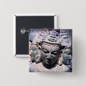 3アジア石顔アンティーク像写真スタイリッシュ 缶バッジ (正面&裏面)