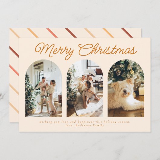 3アーチカーモダンブ写真クリスマステラコッタ シーズンカード (正面/裏面)