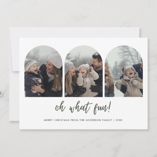 3アーチフォトファミリークリスマスオオ何おもしろいベビー シーズンカード (正面)