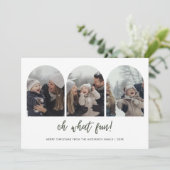 3アーチフォトファミリークリスマスオオ何おもしろいベビー シーズンカード (スタンド正面)