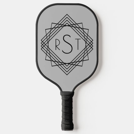 3イニシャルモノグラムクラシック文字の幾何学線 ピックルボールラケット (正面)