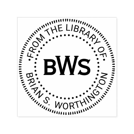 3イニシャルモノグラム図書名#93 セルフインキングスタンプ (デザイン)