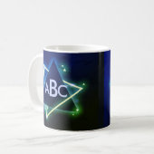 3イニシャルモノグラム文字ブルーグリーン宇宙図形C コーヒーマグカップ (正面左)
