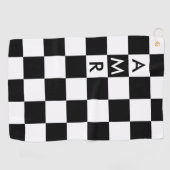 3イニシャルモノグラム白黒パターン ゴルフタオル (横)