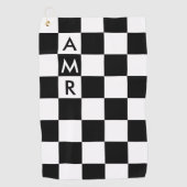 3イニシャルモノグラム白黒パターン ゴルフタオル (正面)