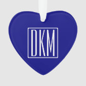 3イニシャルモノグラム |ネイビーブルー&ホワイト オーナメント (正面)