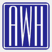 3イニシャルモノグラム |ネイビーブルー&ホワイト スクエアシール (正面)