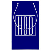 3イニシャルモノグラム |ネイビーブルー&ホワイト スモールペーパーバッグ (裏面)