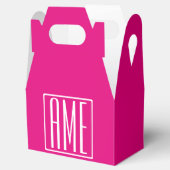 3イニシャルモノグラム |ホットピンクの白 フェイバーボックス (オープン)