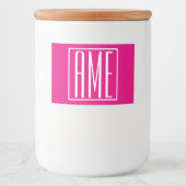 3イニシャルモノグラム |ホットピンクの白 フードラベル (正面)