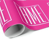 3イニシャルモノグラム |ホットピンクの白 ラッピングペーパー (ロールコーナー)