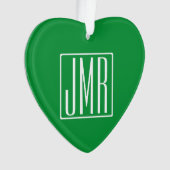 3イニシャルモノグラム |緑と白 オーナメント (正面)