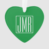 3イニシャルモノグラム |緑と白 オーナメント (裏面)