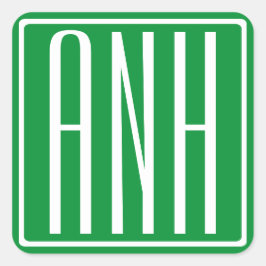 3イニシャルモノグラム |緑と白 スクエアシール