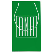 3イニシャルモノグラム |緑と白 スモールペーパーバッグ (裏面)