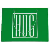 3イニシャルモノグラム |緑と白 ラージペーパーバッグ (正面)