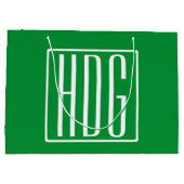 3イニシャルモノグラム |緑と白 ラージペーパーバッグ (裏面)