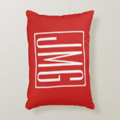 3イニシャルモノグラム |赤と白(またはダイアカラー) アクセントクッション (正面(垂直))