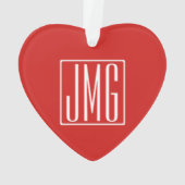 3イニシャルモノグラム |赤と白（またはダイアカラー） オーナメント (裏面)