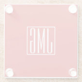 3イニシャルモノグラム |赤と白（またはダイアカラー） ガラスコースター (裏面)