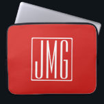 3イニシャルモノグラム |赤と白（またはダイアカラー） ラップトップスリーブ<br><div class="desc">3人のイニシャルモノグラムの。</div>