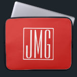 3イニシャルモノグラム |赤と白(またはダイアカラー) ラップトップスリーブ<br><div class="desc">3人のイニシャルモノグラムの。</div>