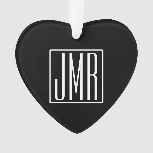 3イニシャルモノグラム |黒と白（または色） オーナメント (正面)