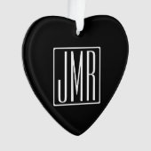 3イニシャルモノグラム |黒と白（または色） オーナメント (正面)