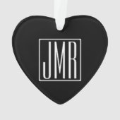 3イニシャルモノグラム |黒と白（または色） オーナメント (裏面)