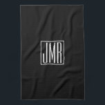 3イニシャルモノグラム |黒と白(または色) キッチンタオル<br><div class="desc">3人のイニシャルモノグラムの。</div>