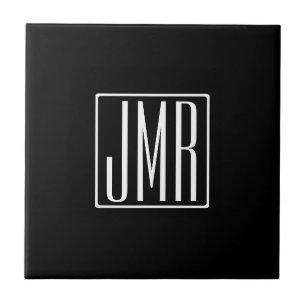 3イニシャルモノグラム  黒と白（または色） タイル