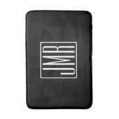 3イニシャルモノグラム |黒と白（または色） バスマット (正面縦)