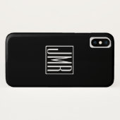 3イニシャルモノグラム |黒と白(または色) Case-Mate iPhoneケース (裏面(横))
