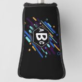 3イニシャルレターモノグラムブラックフレームブルー絵を描 ゴルフヘッドカバー (回転90)