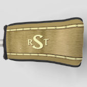 3イニシャルレターモノグラムブラッシュブラウンタンクリーム ゴルフヘッドカバー (正面)