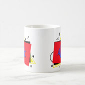 3イニシャル文字モノグラム幾何カラーレイヤー コーヒーマグカップ (中央)