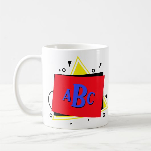 3イニシャル文字モノグラム幾何カラーレイヤー コーヒーマグカップ (左)