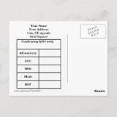 3イメージのアマチュアラジオQSLカードテンプレート ポストカード (裏面)