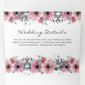 3インチ1ピエレガントックウォーター色のフローラ結婚 三つ折り招待状 (内部最初)