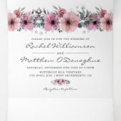 3インチ1ピエレガントックウォーター色のフローラ結婚 三つ折り招待状 (内部中)