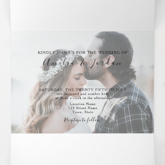 3インチ1写真結婚の3倍招待状 三つ折り招待状 (内部中)