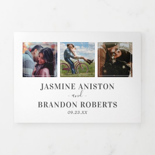 3インチ1枚エレガント写真結婚の3倍招待状 三つ折り招待状 (カバー)