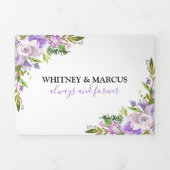 3イン1パープル素朴フローラ結婚 三つ折り招待状 (カバー)