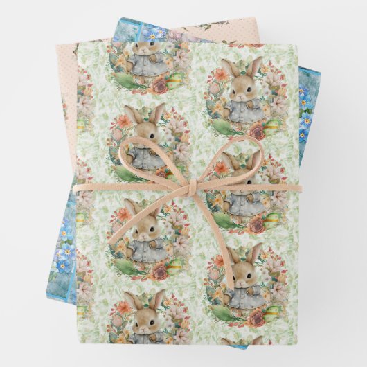 3イースター違うバニー春時贈り物 ラッピングペーパーシート (インサイチュ)