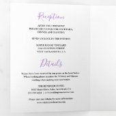 3イ素朴ンチ1パープルウォーター色のフローラ結婚ズ 三つ折り招待状 (内部最初)