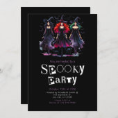 3ウィッ不気味チモダンミニマルハローウィンパーティ 招待状 (正面/裏面)