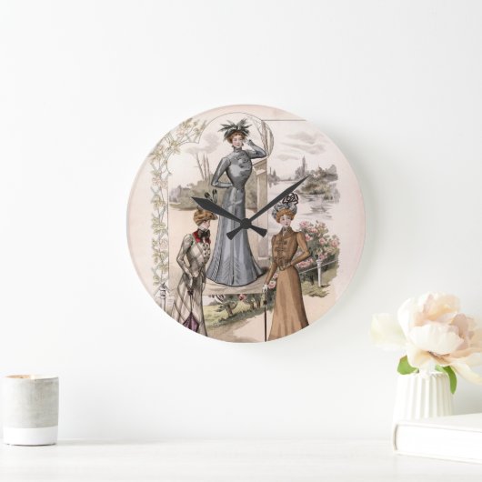 3エドワーディアンレディースインパークヴィンテージファッション ラージ壁時計 (ホーム)